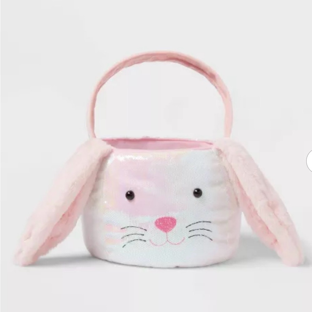Spritz Round Sequins Bunny Easter Basket Iridescent
